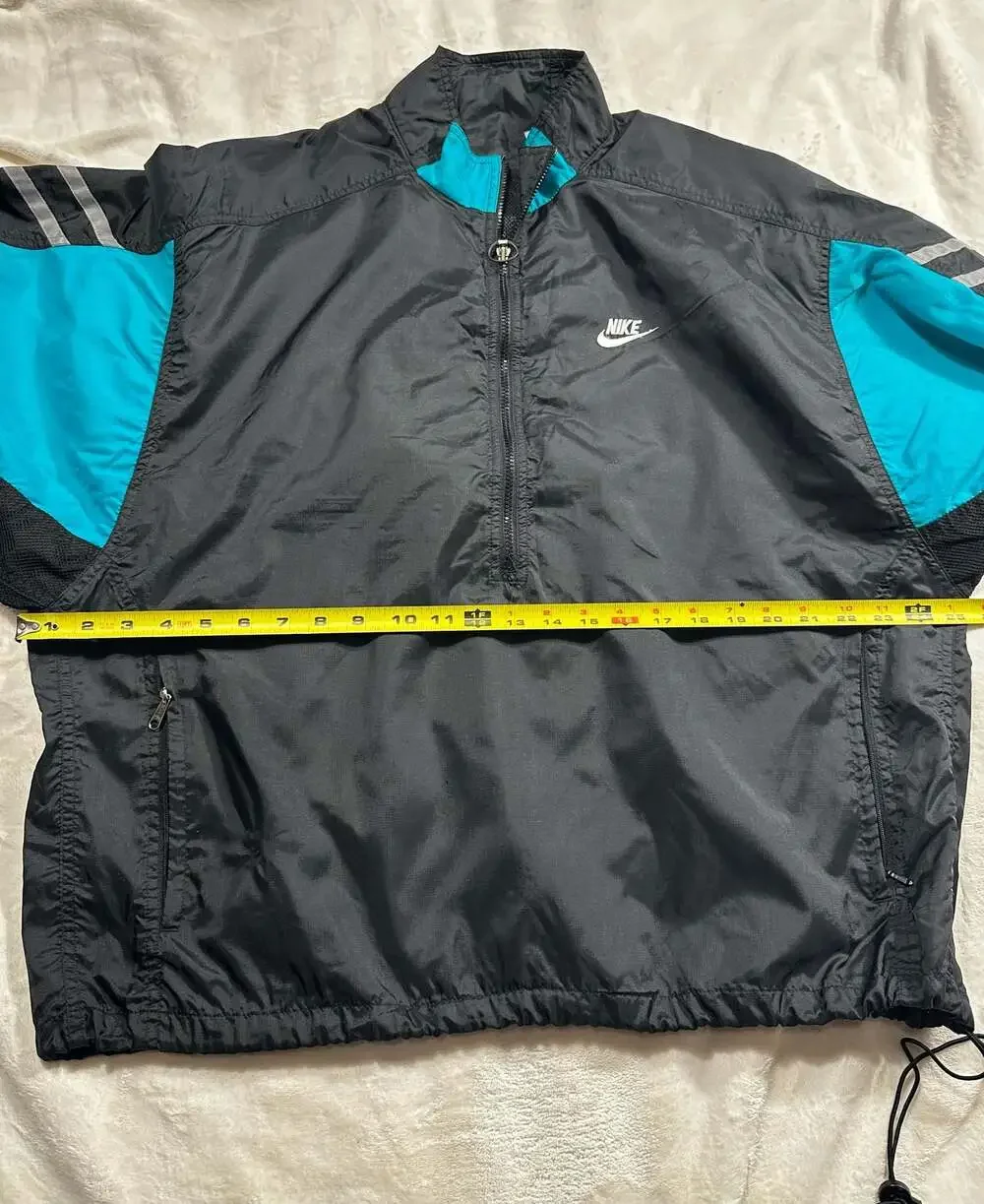 Vintage 90s Nike Black and Teal 1/2 Zip Windbreaker Jacket XLarge